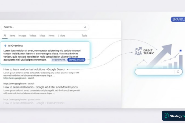Zero click searches SEO strategy showing brand visibility through AI citations and SERP features