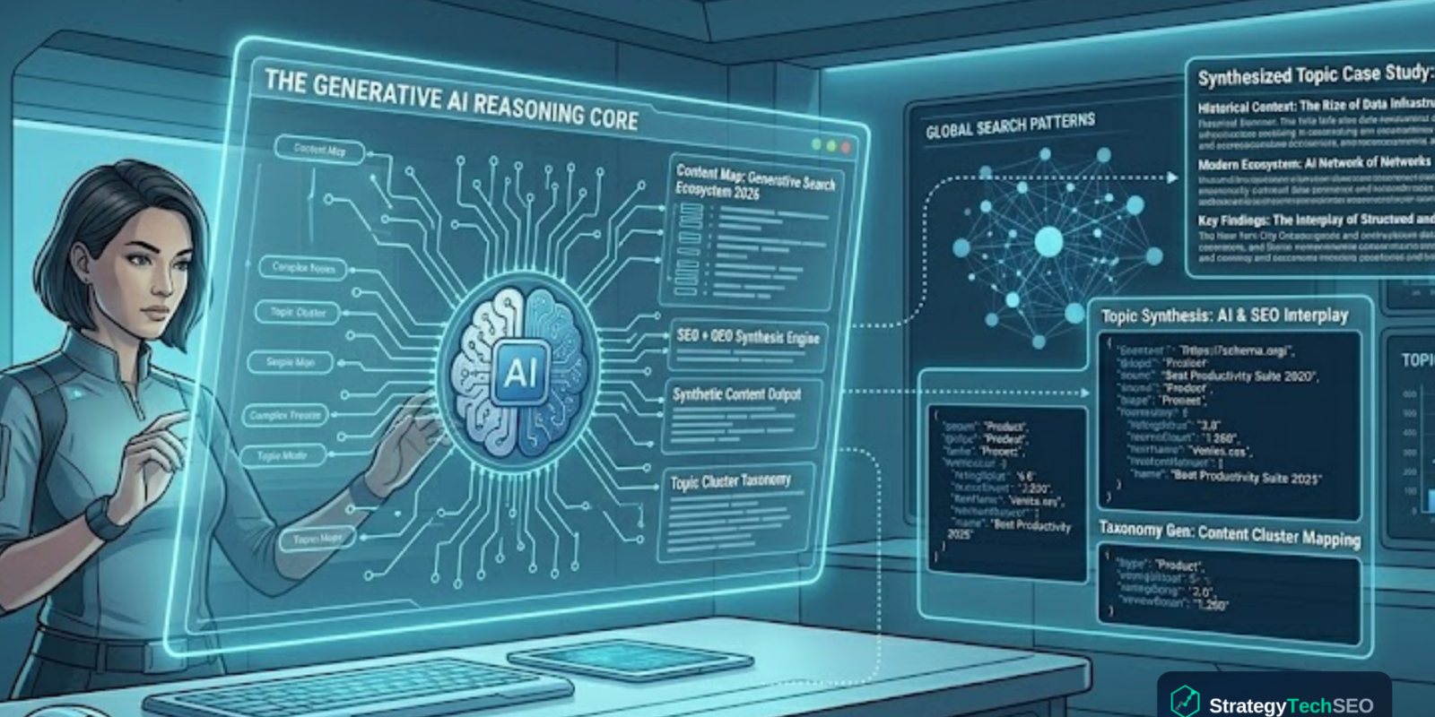 Content strategist building an SEO content strategy with intent mapping and topic clusters for AI search in 2026
