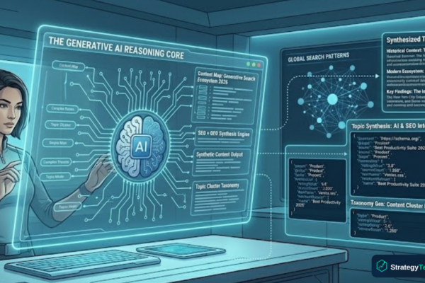 Content strategist building an SEO content strategy with intent mapping and topic clusters for AI search in 2026